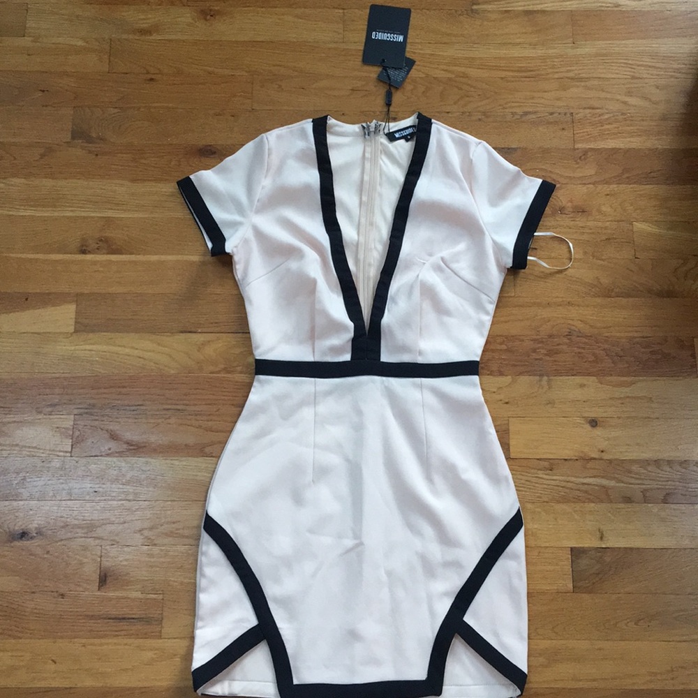Missguided Dress Size 2; Nude/Black Accent.  NWT